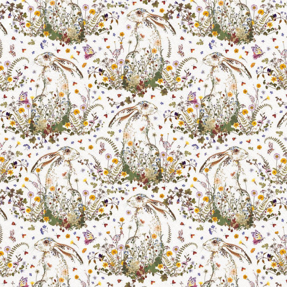 מפיות מבד לשולחן - ארנב ופרחי בר