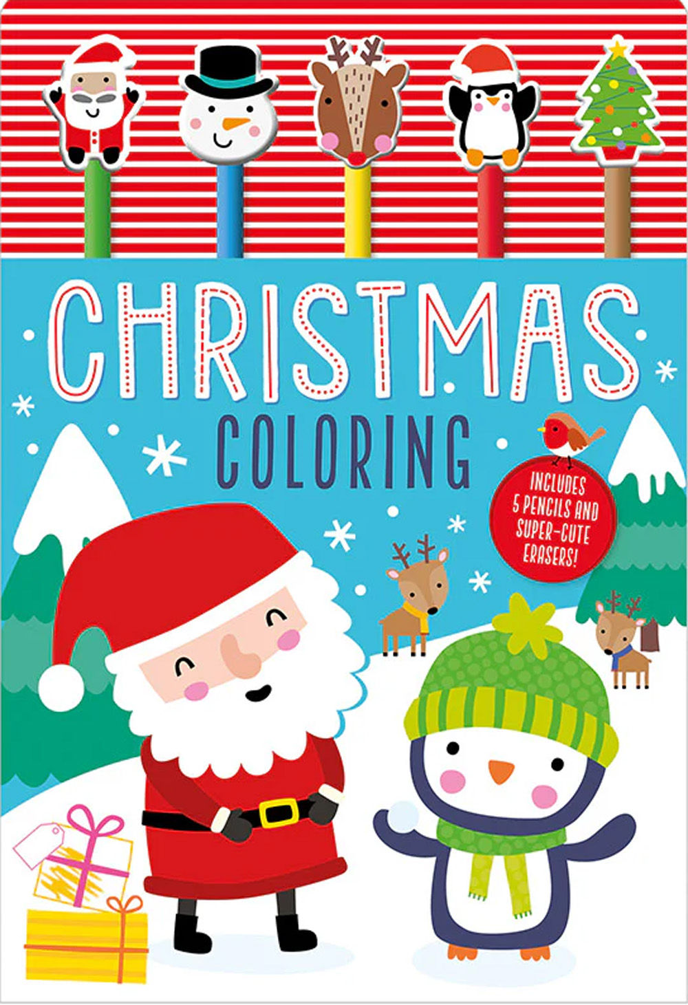 סט עפרונות, מחקים וחוברת צביעה כריסטמס