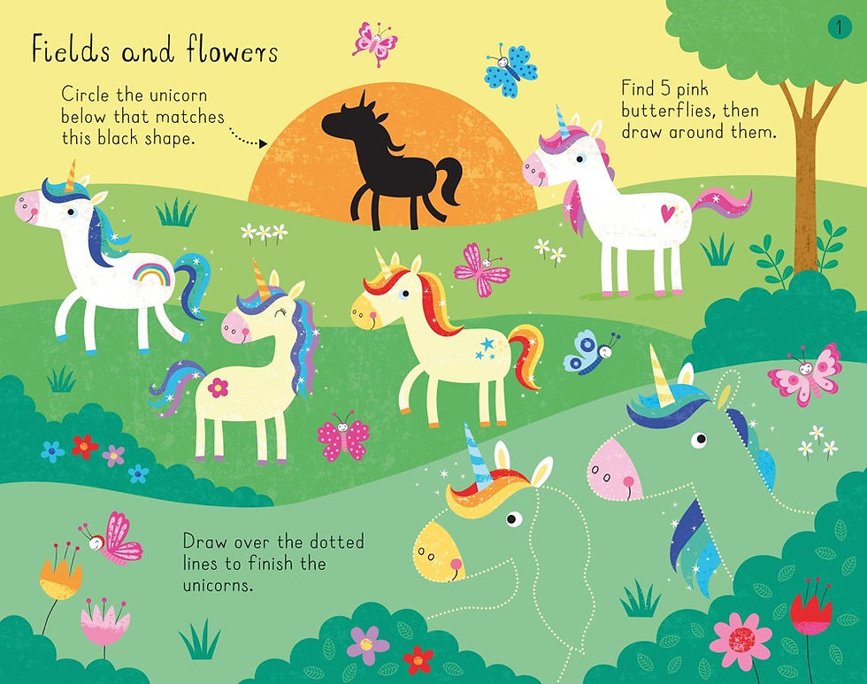 תמונה ממוזערת: בלוק פעילות עם דפי צביעה לצעירים - חדי קרן