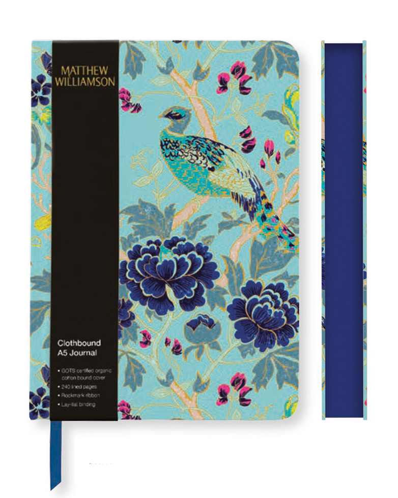 מחברת A5 בכריכת בד - מגנוליה טווס