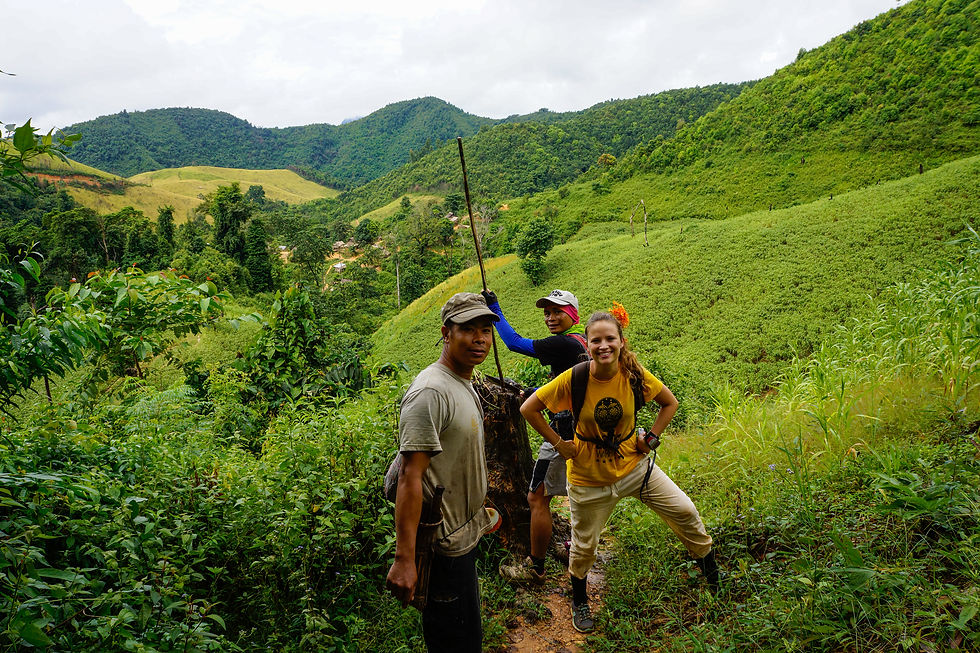 randonnée dans les montagnes du nord laos avec un guide local