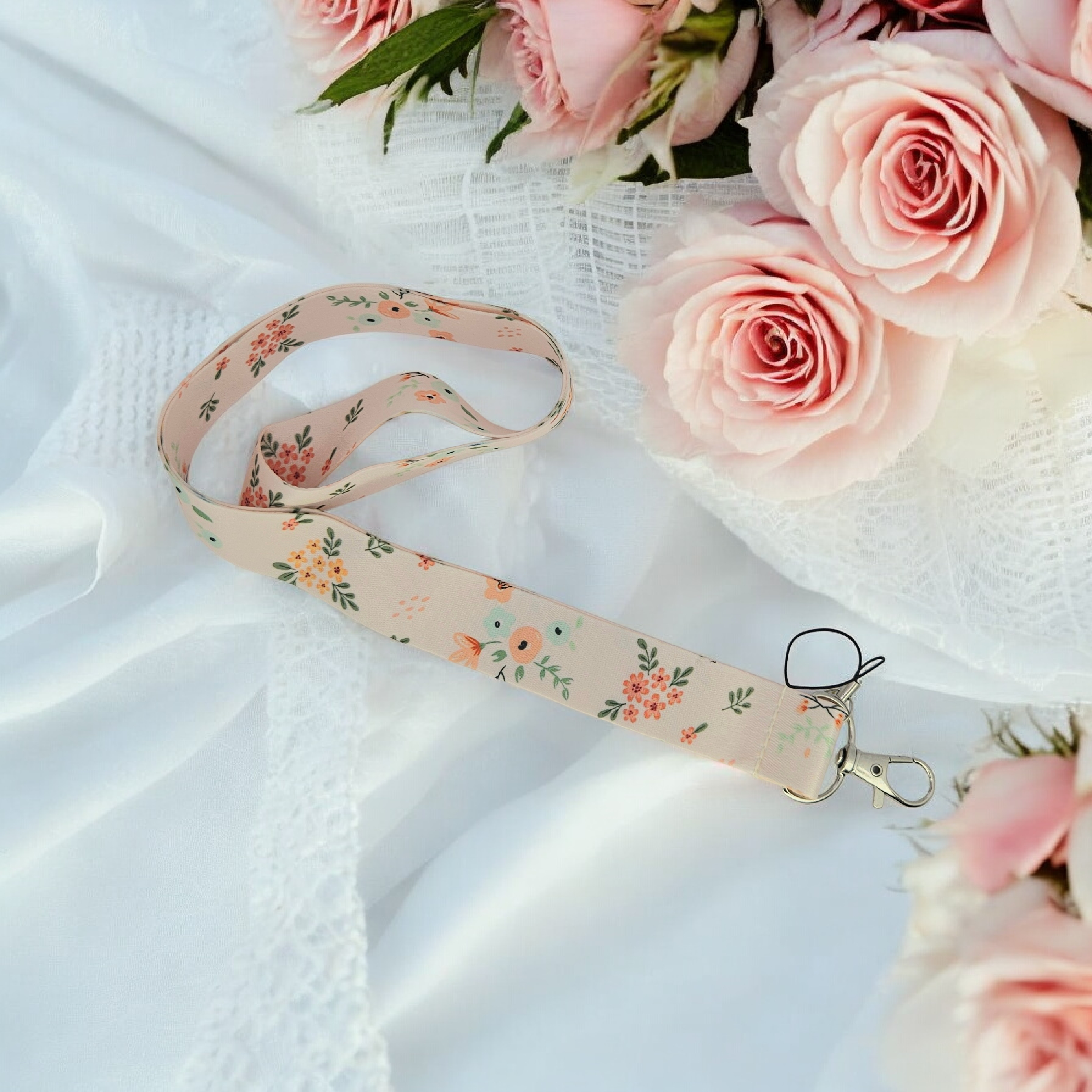 Shabbychic Flowers Lanyards for ID Badge Holder