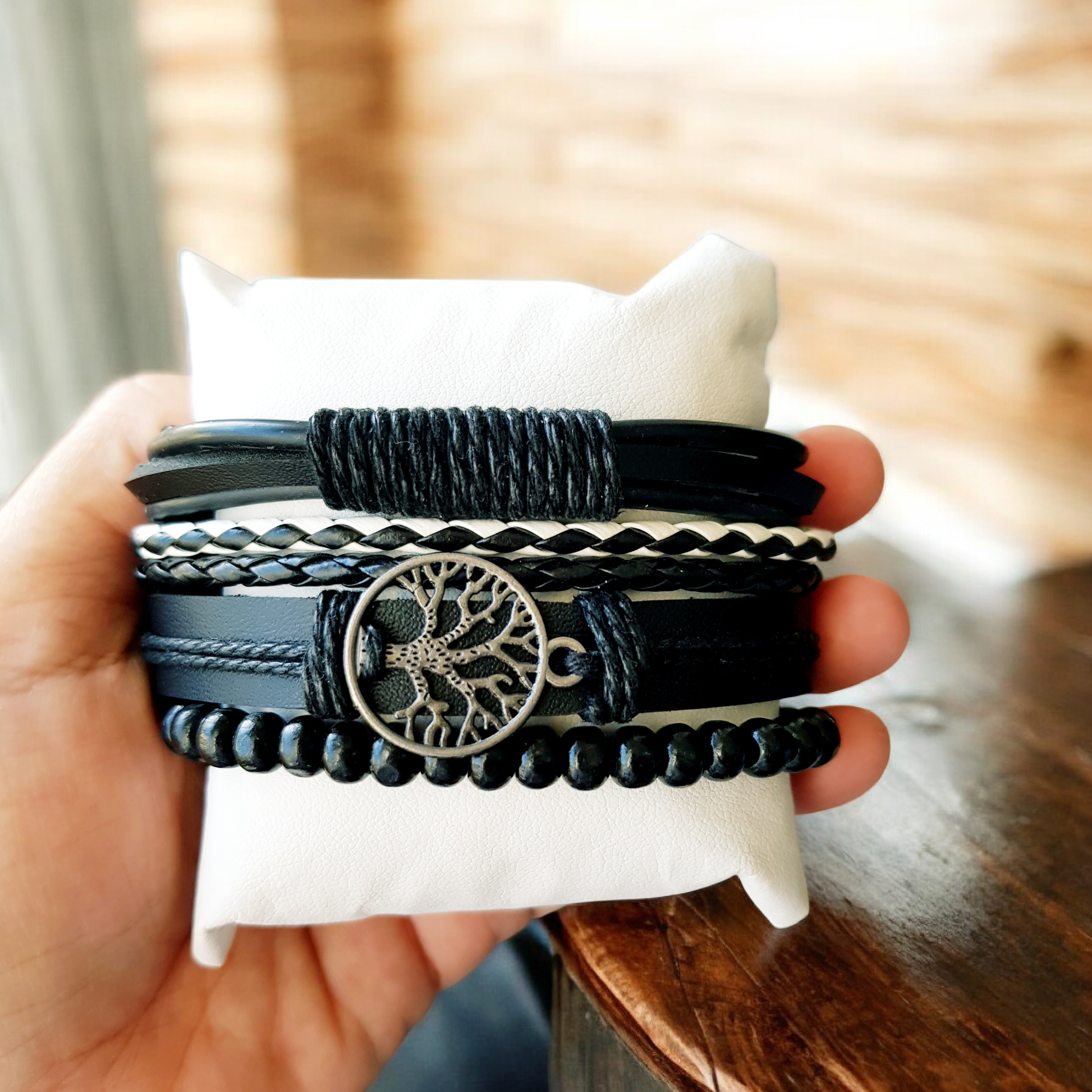Punk Black Adjustable Leather Bracelet