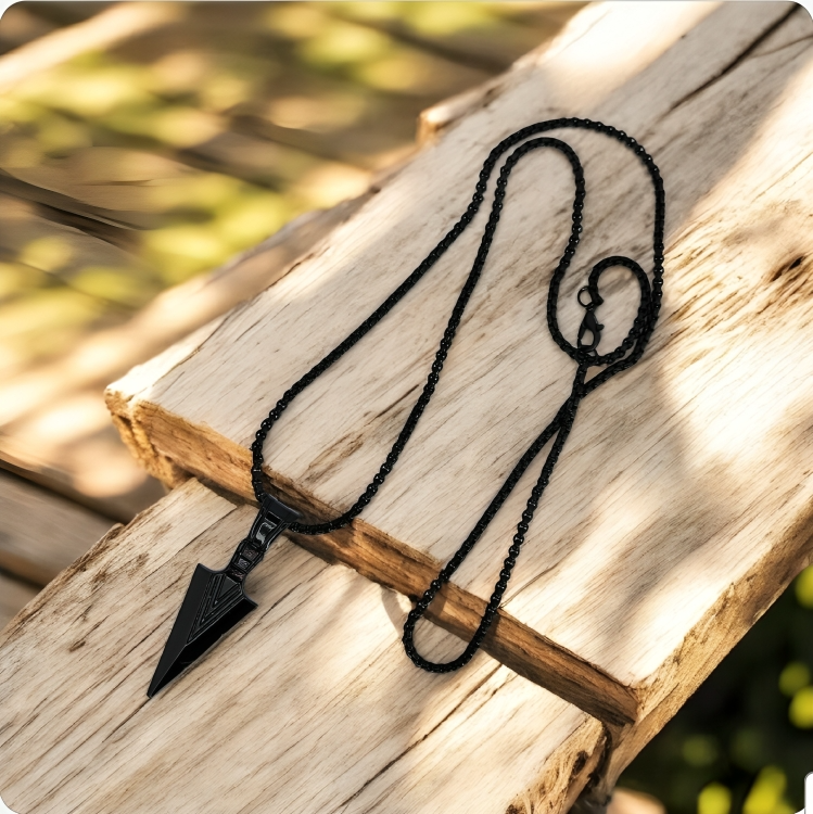 Thumbnail: Punk Black Head Arrow Necklace