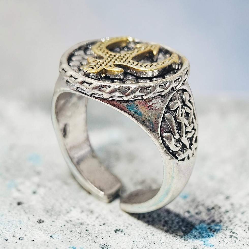 Thumbnail: Punk Poseidon Trident Stainless Steel Adjustable Ring