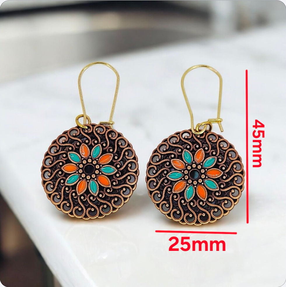 Miniature : Bohemian Copper Earrings with Stainless Steel Hook Earrings