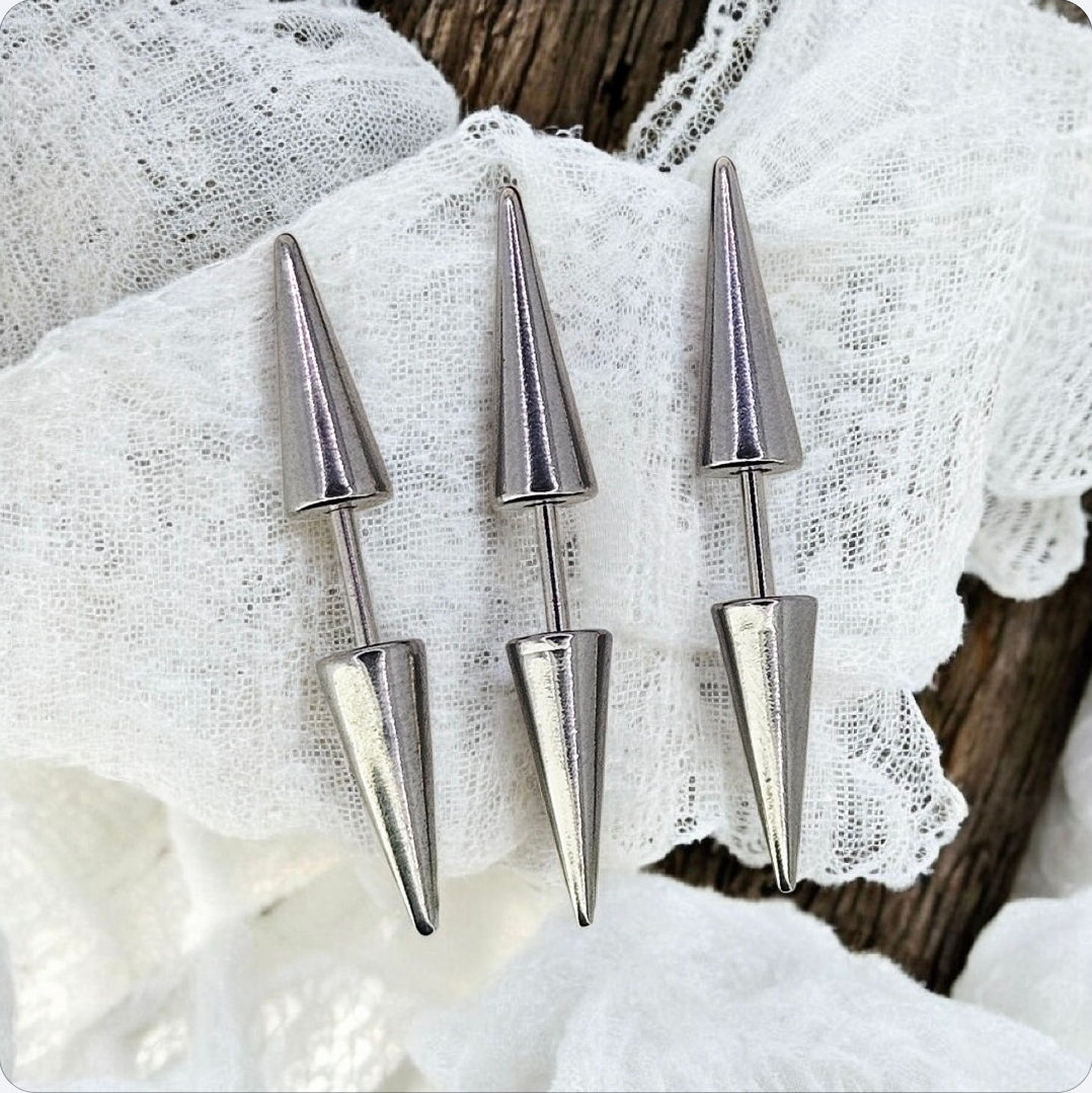 3 Pcs Punk Spike Rivets Stainless Steel Stud Earrings