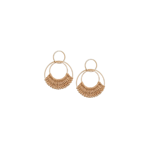 Boho Handmade Raffia Star Wicker Hoop Statement Earrings