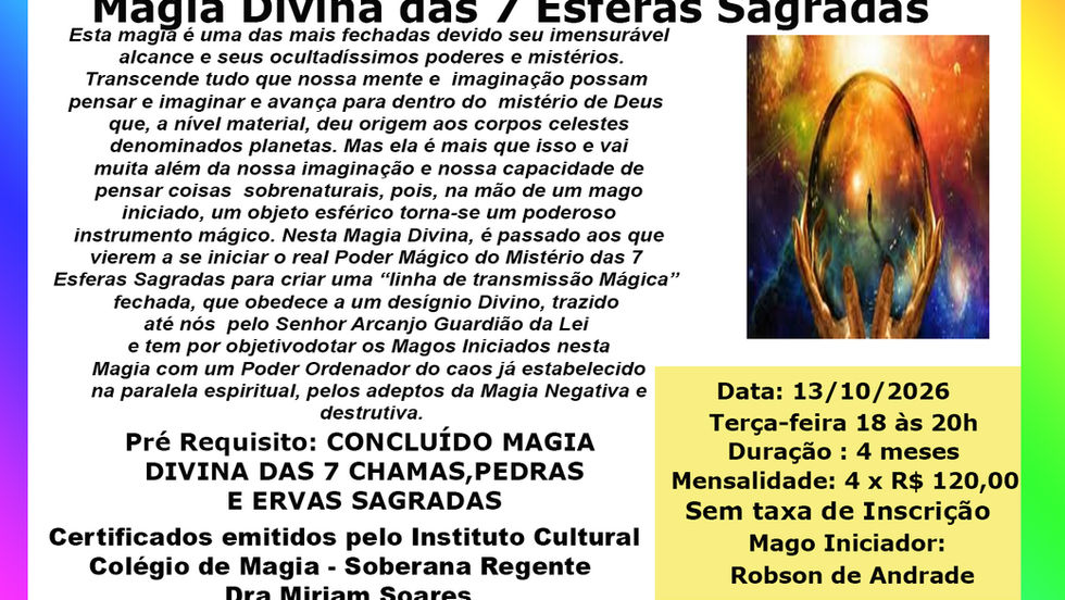Magia Divina das 7 Ervas Sagradas - 13/10/2026 - Terça feira