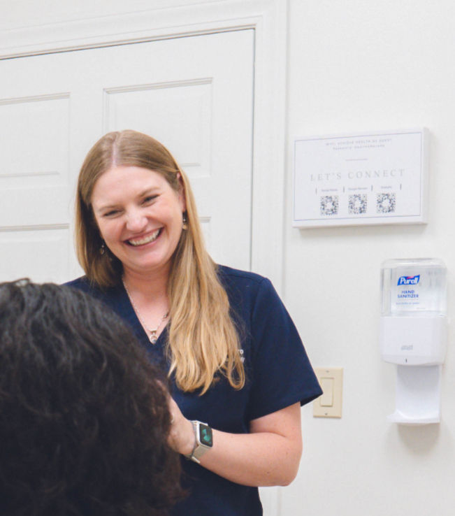 Close-up view of a healthcare provider discussing medication options with a patient