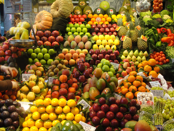 Display of a variety of fresh fruit