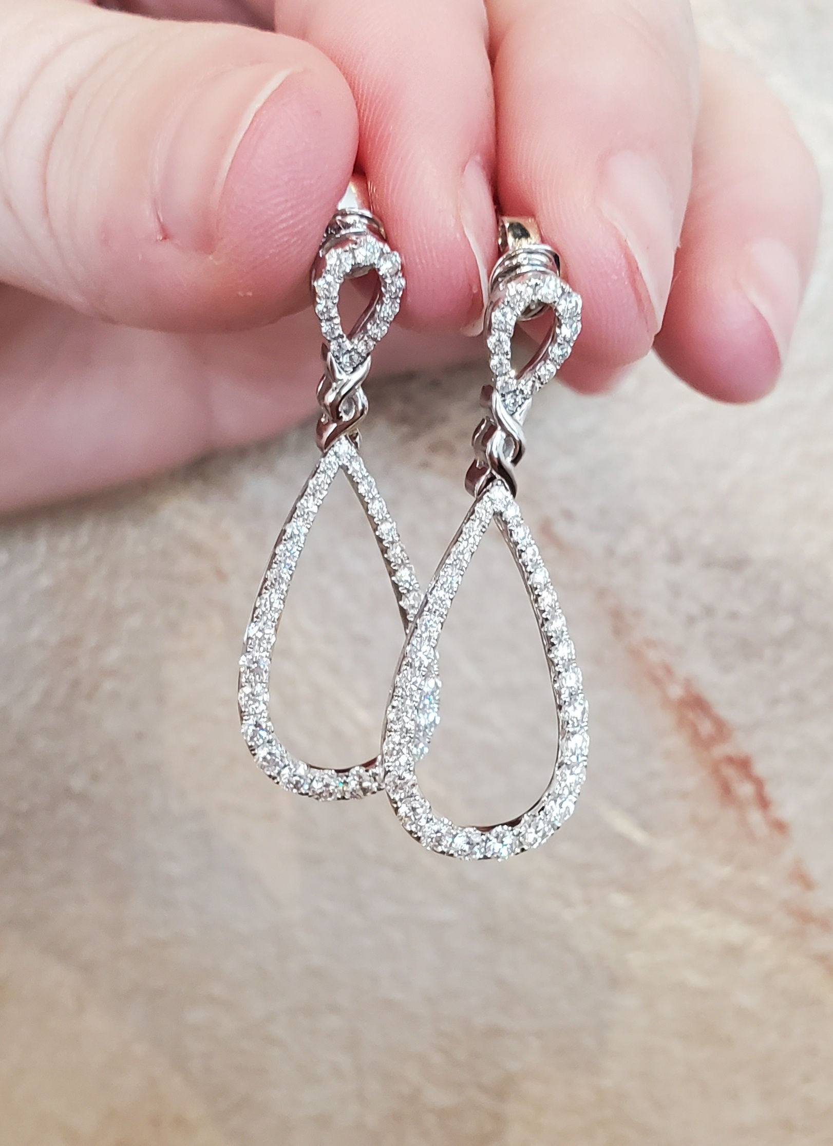 Diamond Tear Drop Earrings