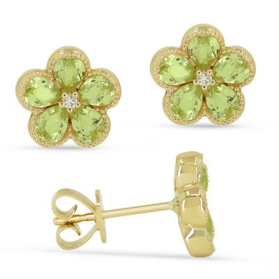 Peridot Floral Studs