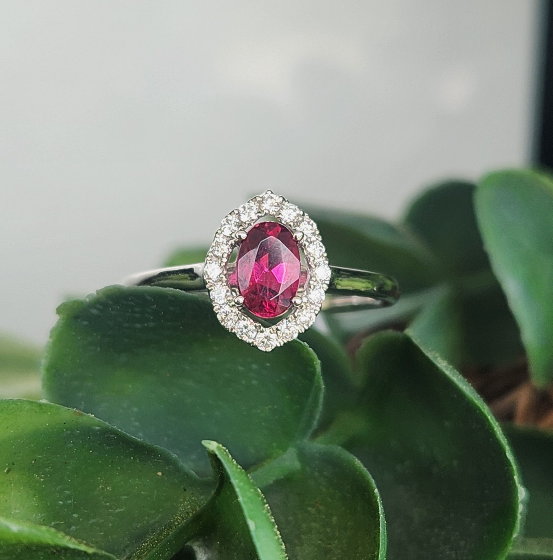Rubelite Halo Ring