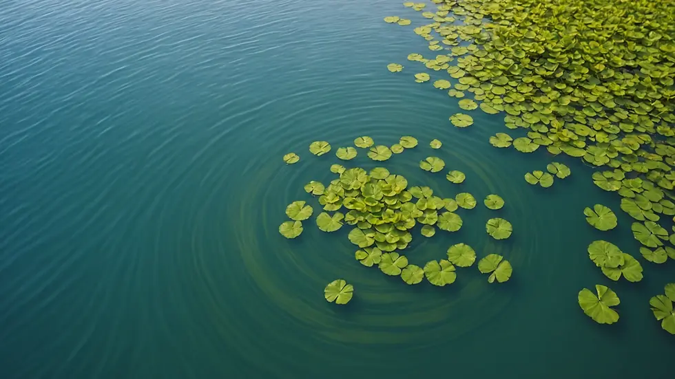 High angle view of a serene water scene showcasing ripples