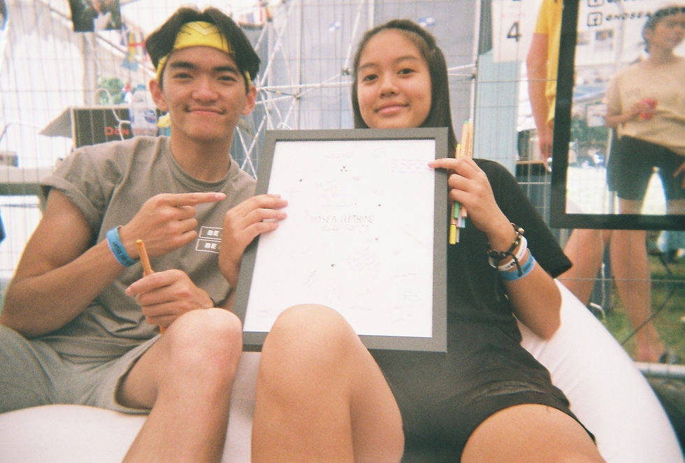 Peter and Hilda with our signing paper