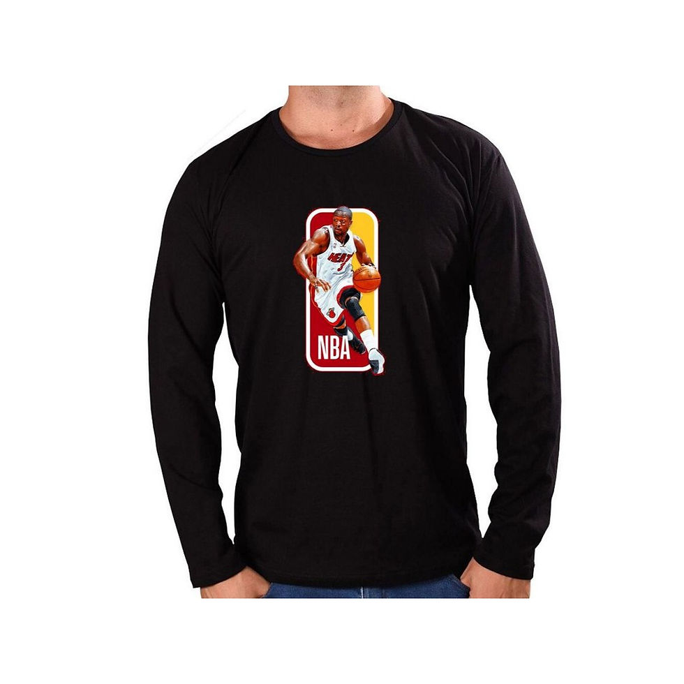 Camisa Manga Basquete Dwayne Wade Logo Miami Heatt