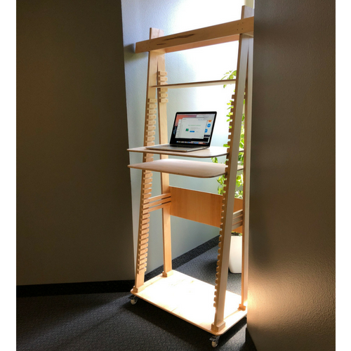 Thumbnail: Portable Standing Flamingo Desk catching some sun. Standing desk.