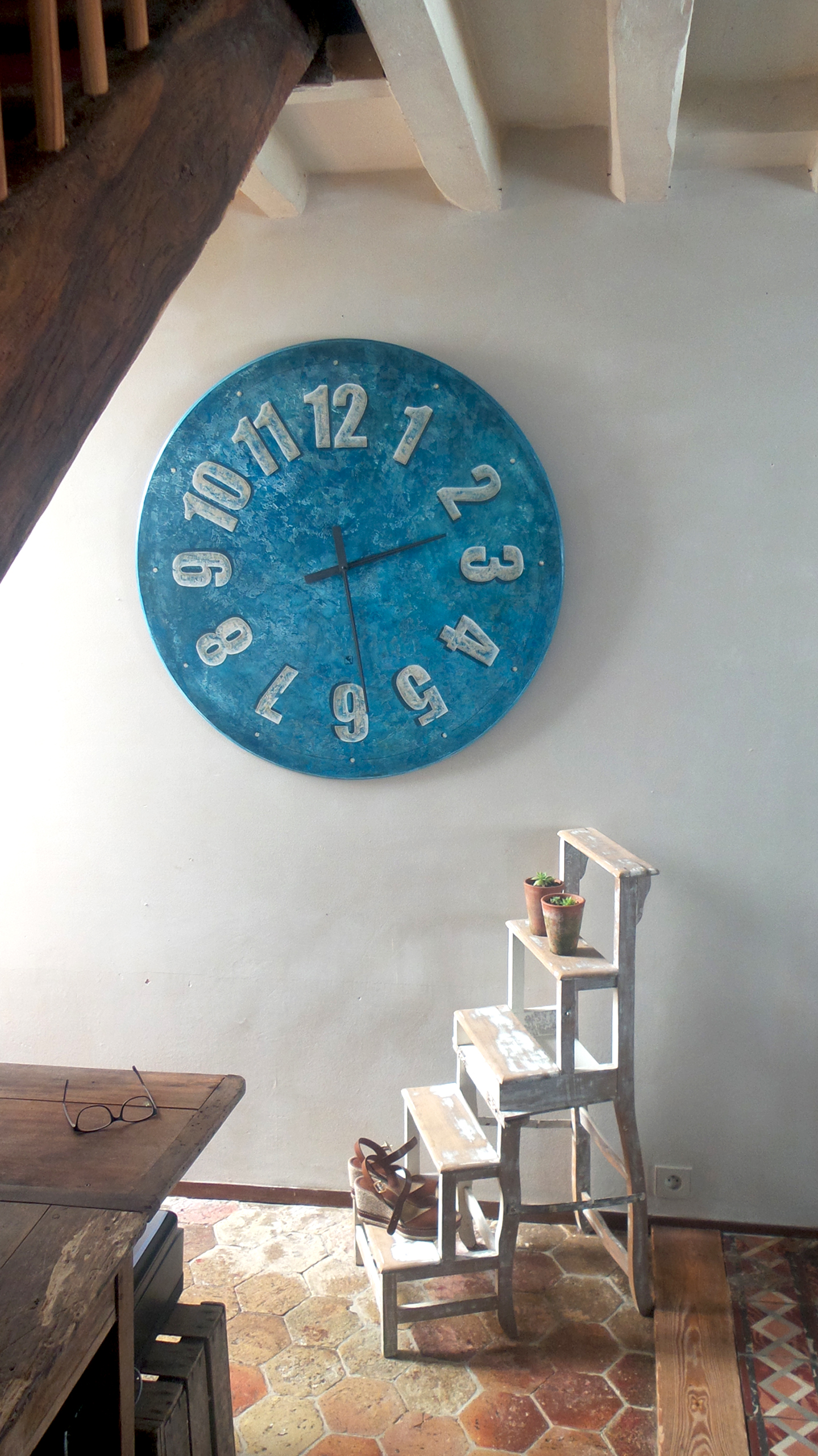 horloge 100cm bleu argile