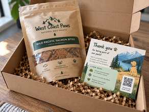Printed packaging insert inside a simple branded product package