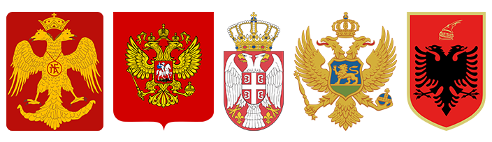 Grbovi sa dvoglavim orlom - Dinastija Paleolog, Rusija, Srbija, Crna Gora, Albanija