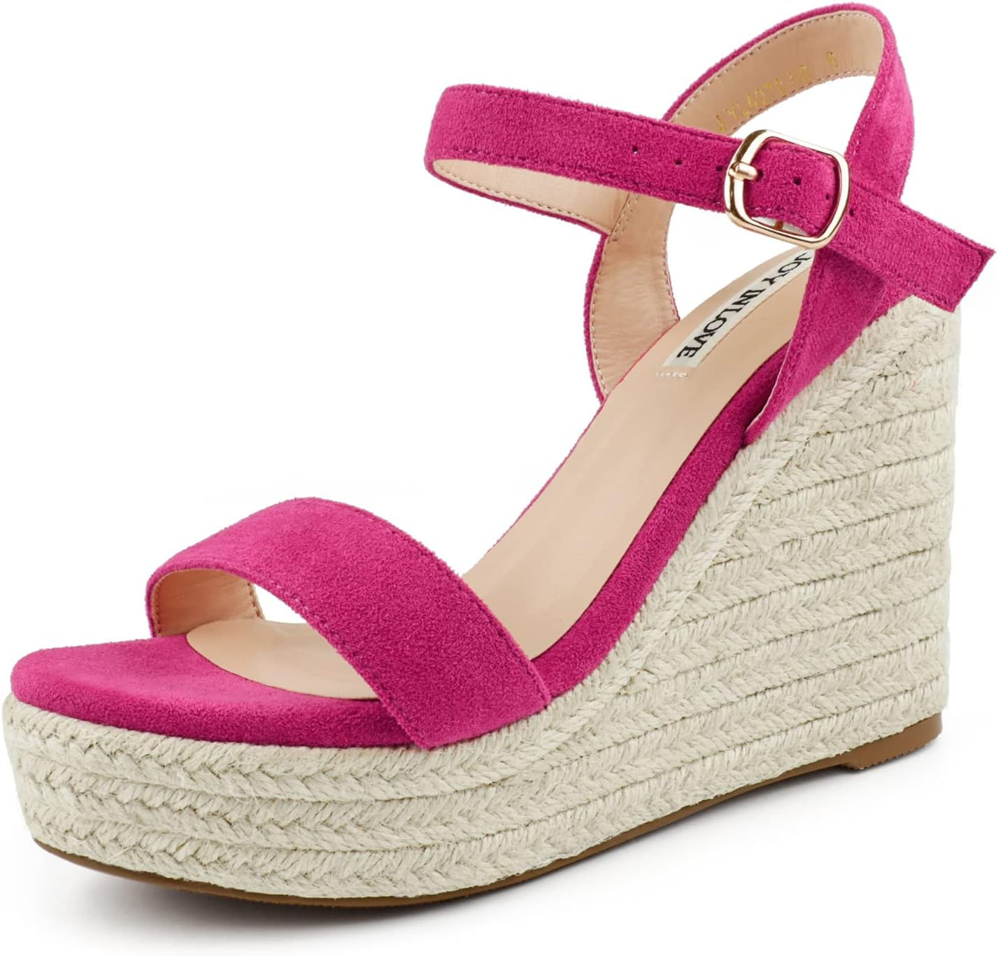 JOY IN LOVE Womens Espadrilles Wedge Sandals Platform Heels Ankle Strap Open To
