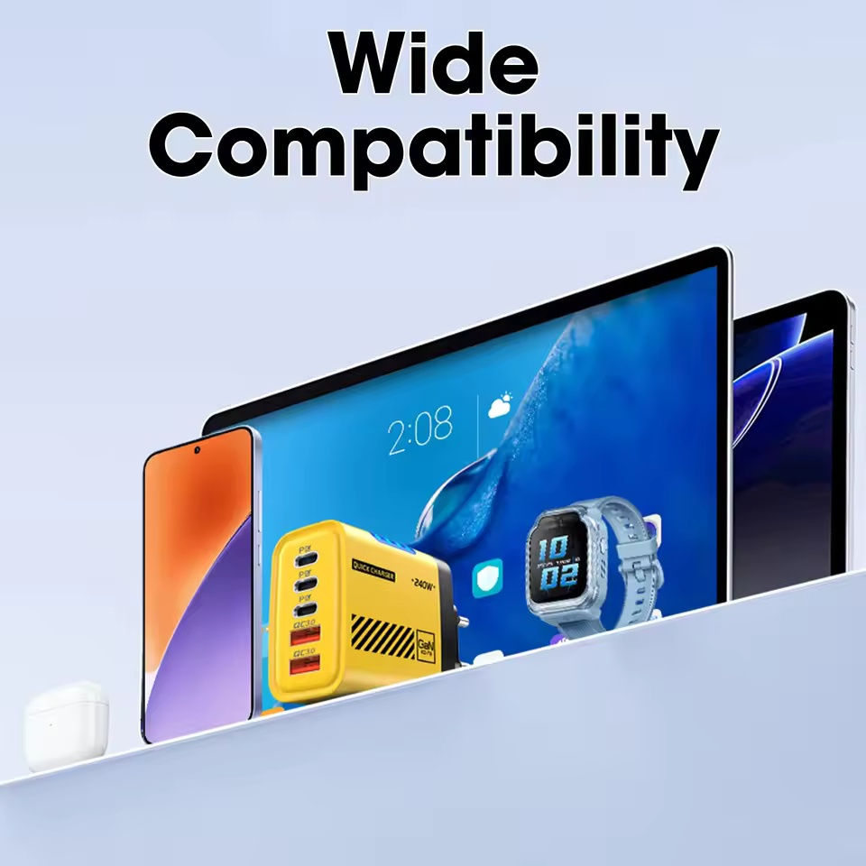 Miniatura: 5 IN 1 GaN Desktop Charger For IPhone17 16Pro Laptop Samsung 240W Fast Charging 