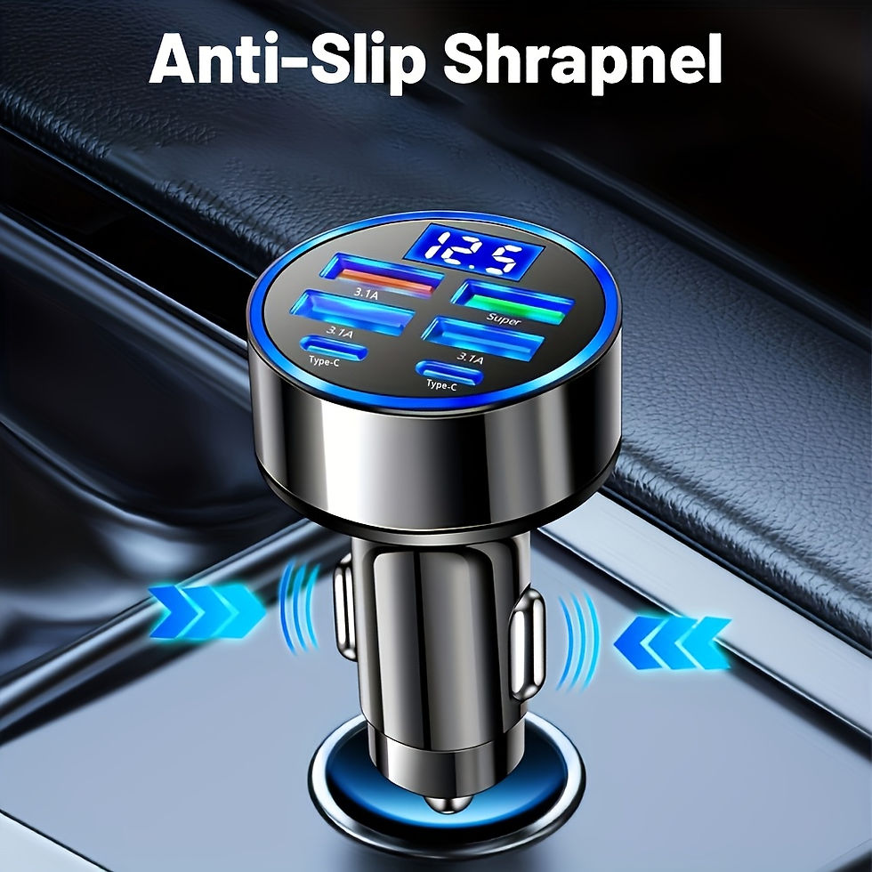 Miniatura: 6-in-1 Fast Charging Car Adapter 3.1A Dual Type-C Digital Display Smartphones Ta