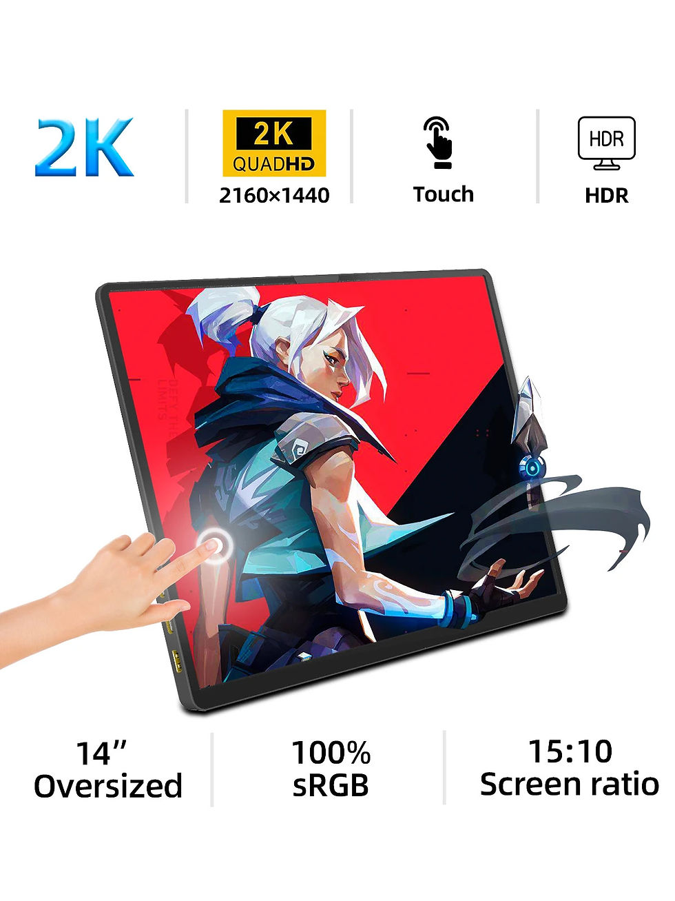 Miniatura: ZSUS 2160*1440  14-inch 2K Portable Monitor 60HZ For Laptop XBox PS4 / 5 Switch 