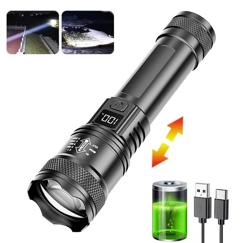 Miniatura: 100000LM Super Bright Flashlight Rechargeable LED Torch Long Range Tactical Lamp
