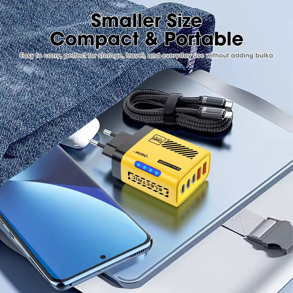 Miniatura: 5 IN 1 GaN Desktop Charger For IPhone17 16Pro Laptop Samsung 240W Fast Charging 