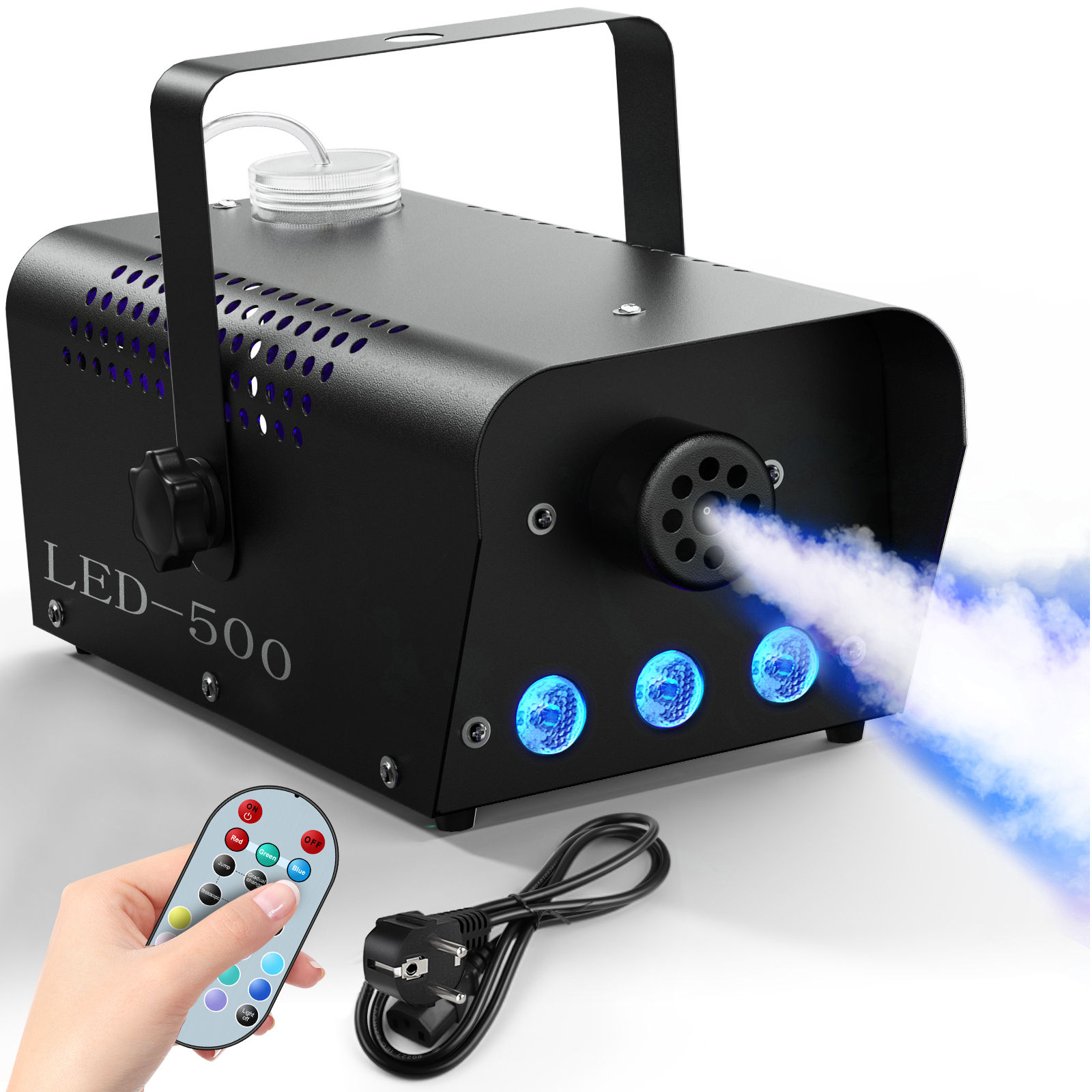 U'King 500W Smoke Machine RGB 3 LED Mixed Color Fog Machine with Remote Control 