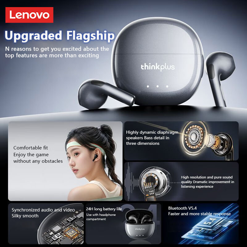 Miniatura: Lenovo LP2 Pro Bluetooth 5.4 Earbuds Semi-In Ear Clear Call HIFI Sound Quality W