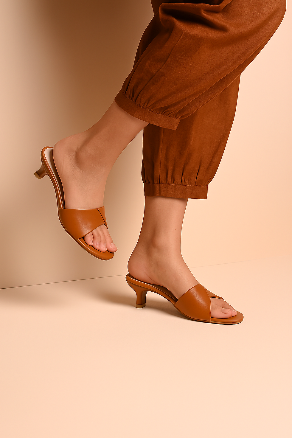 Glamour Ghat Tan Color Kitten Heels