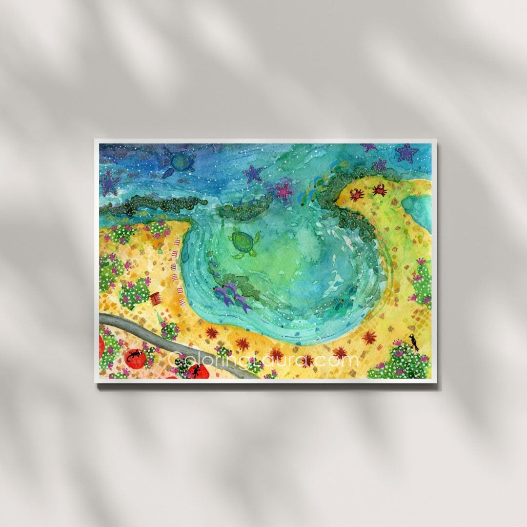 🏖️ Baby Beach – Aruba Watercolor Art Print