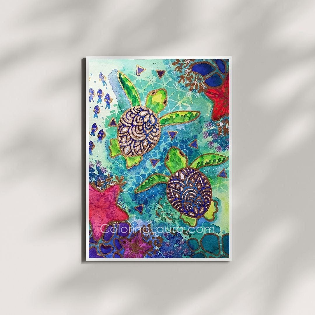 🐢 Turtle x2 – Minimal Watercolor Sea Turtle Print