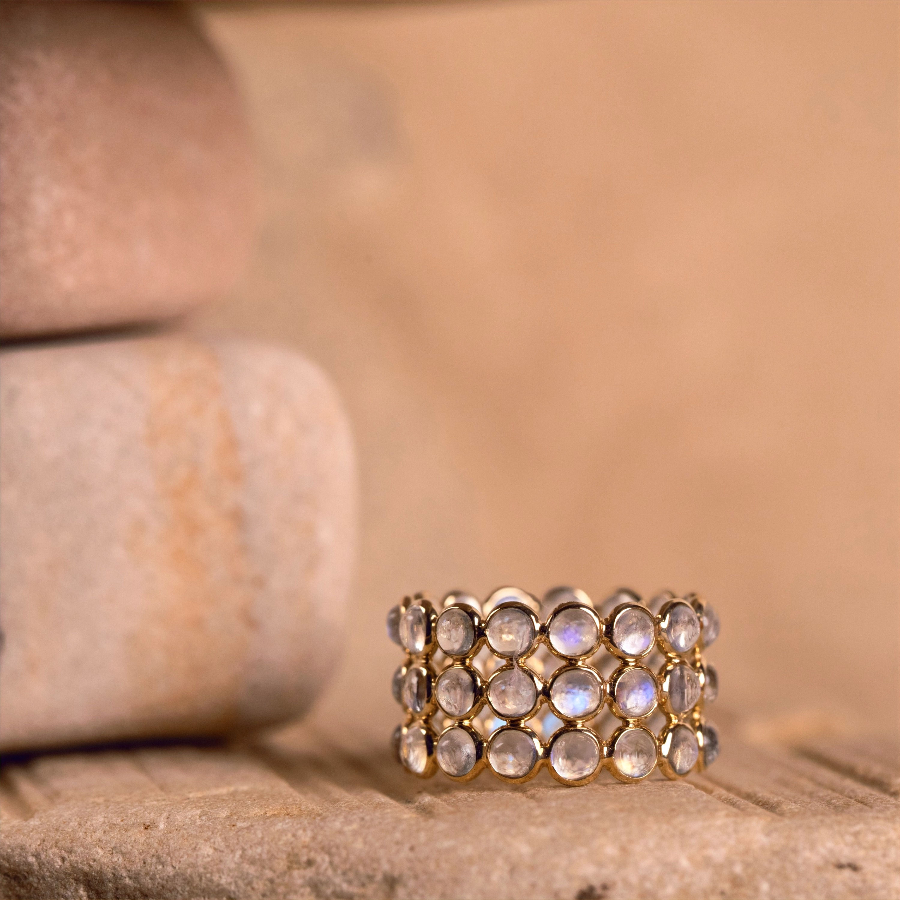 Rainbow Moonstone Eternity Band