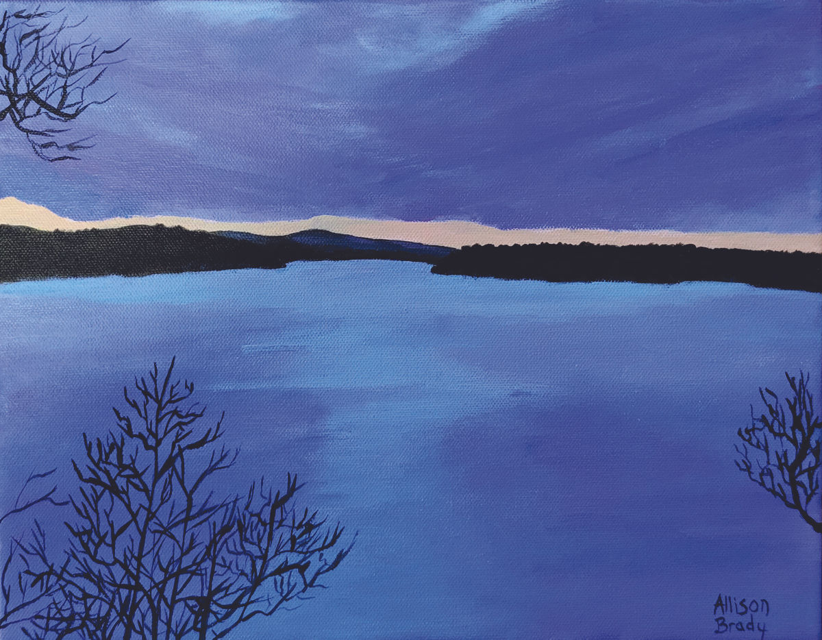 Winter Lake at Dusk- Large Sticker