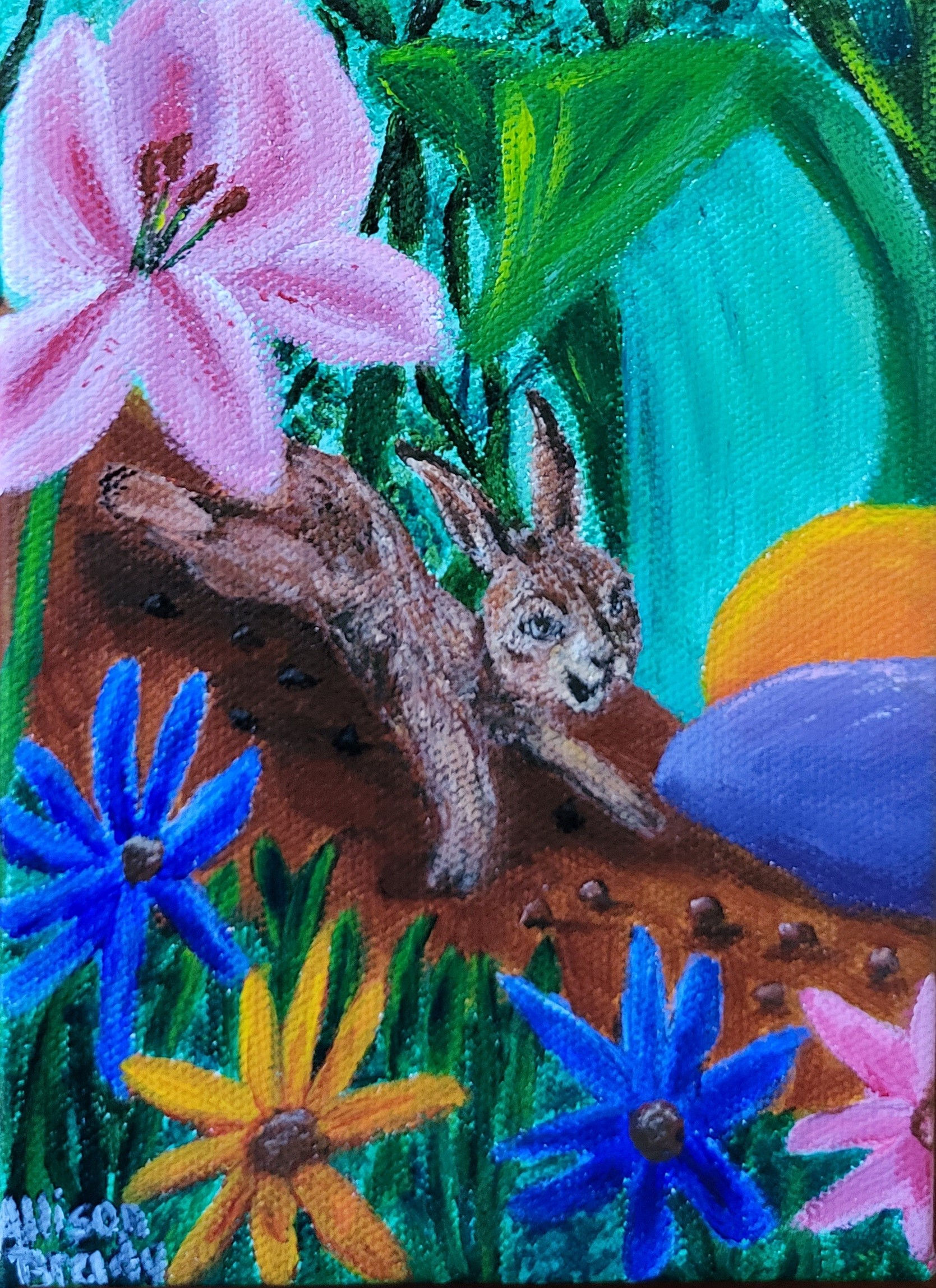 Bunny in Springtime-Original Painting