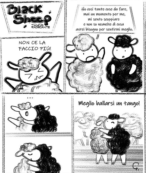 Vignetta disegnata sul tango come cura per lo stress