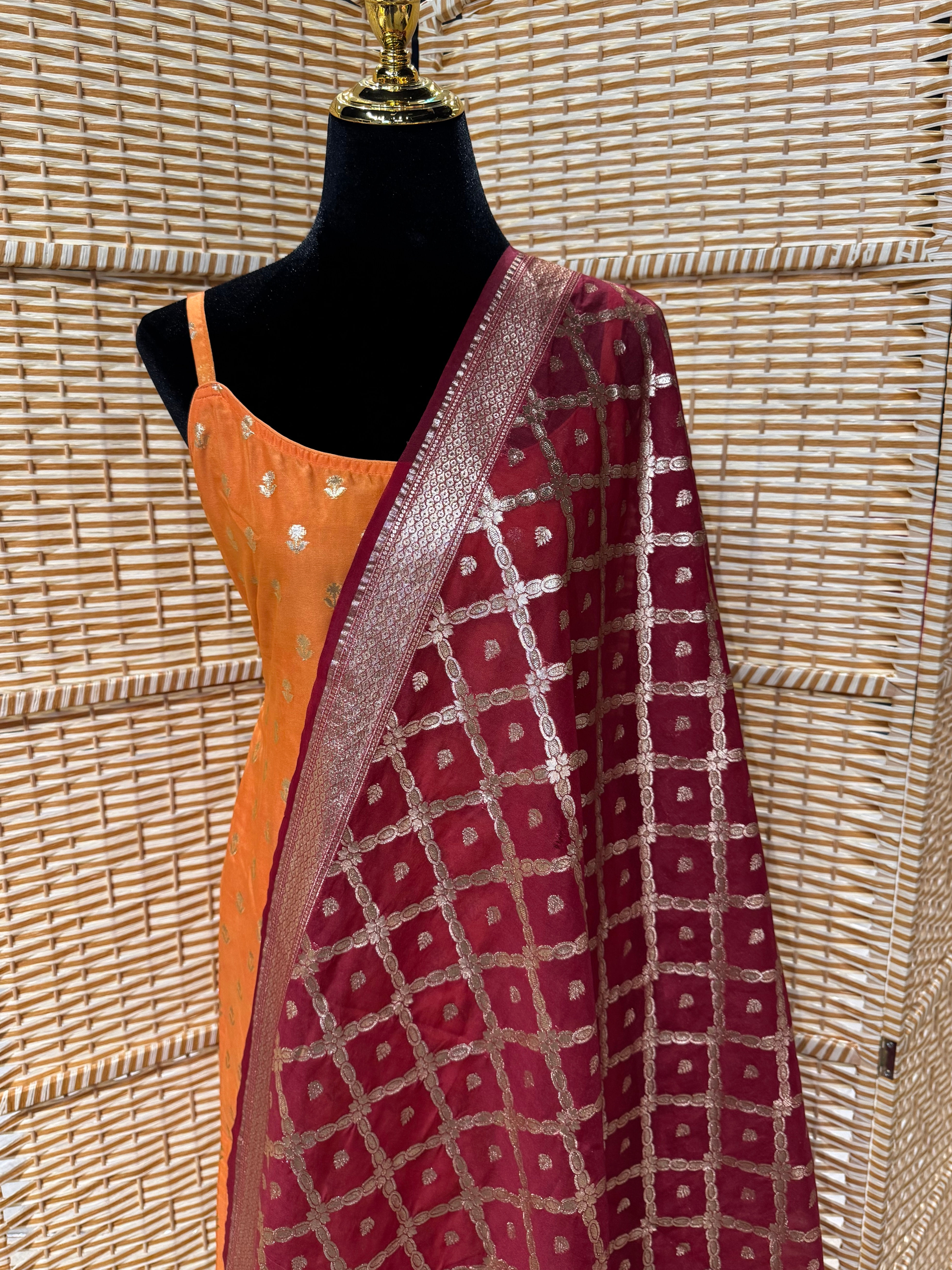 Orange Banarasi Georgette Suit 