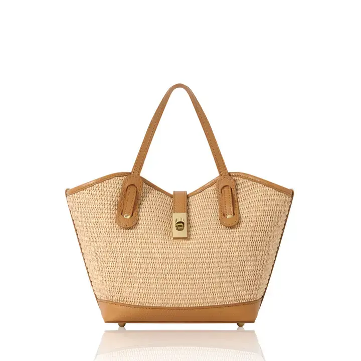 Italian Handmade Raffia & Leather Tote Bag