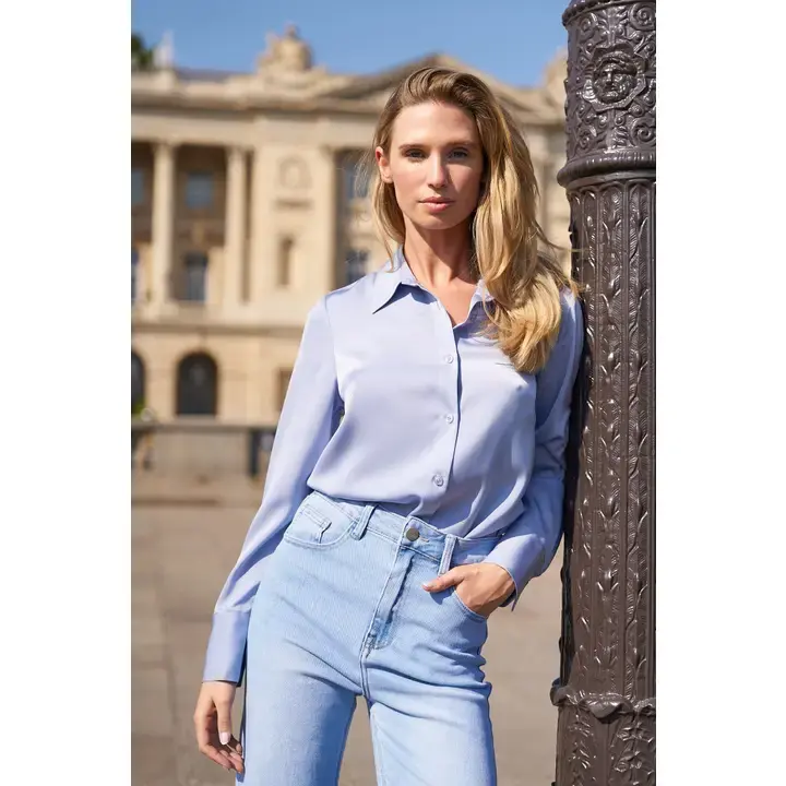Classic Satin Shirt - Sky Blue