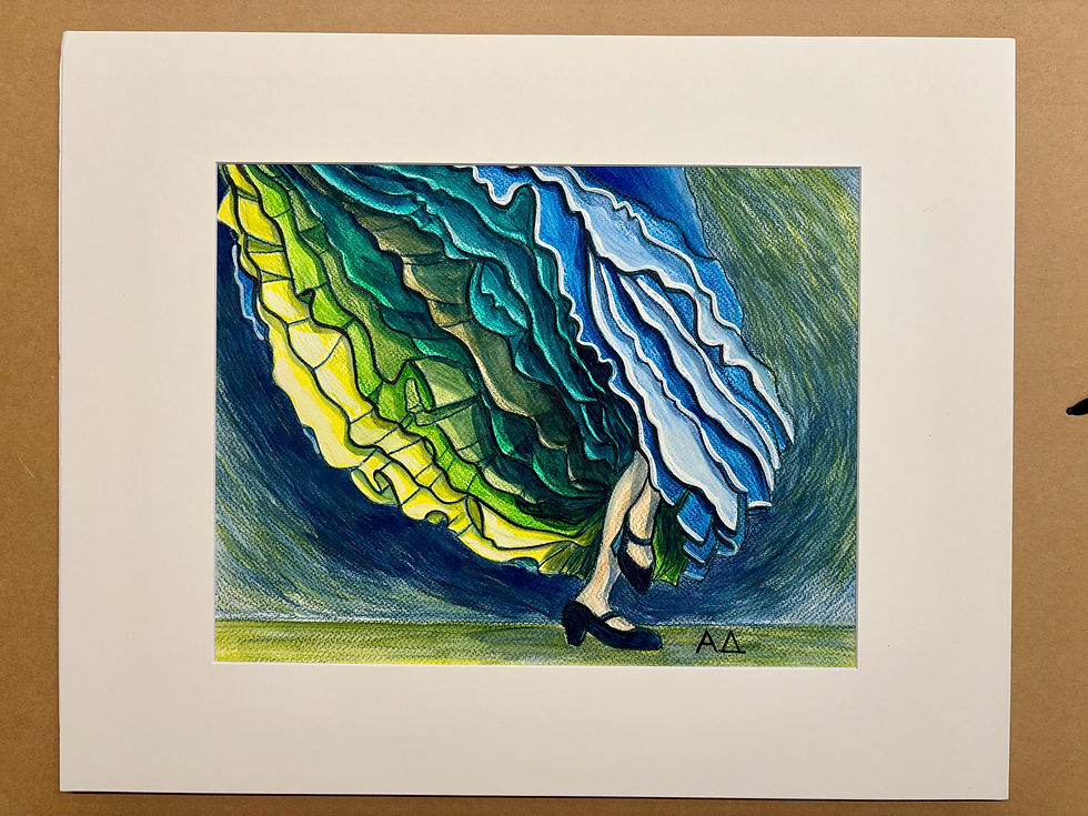 Thumbnail: Flamenco Skirt in Blue, Green, and Yellow