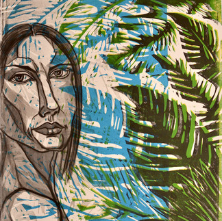 Monstera Delciousa 2, mixed media on relief print