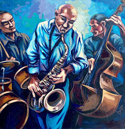 Peter Fraize Trio, acrylic on canvas