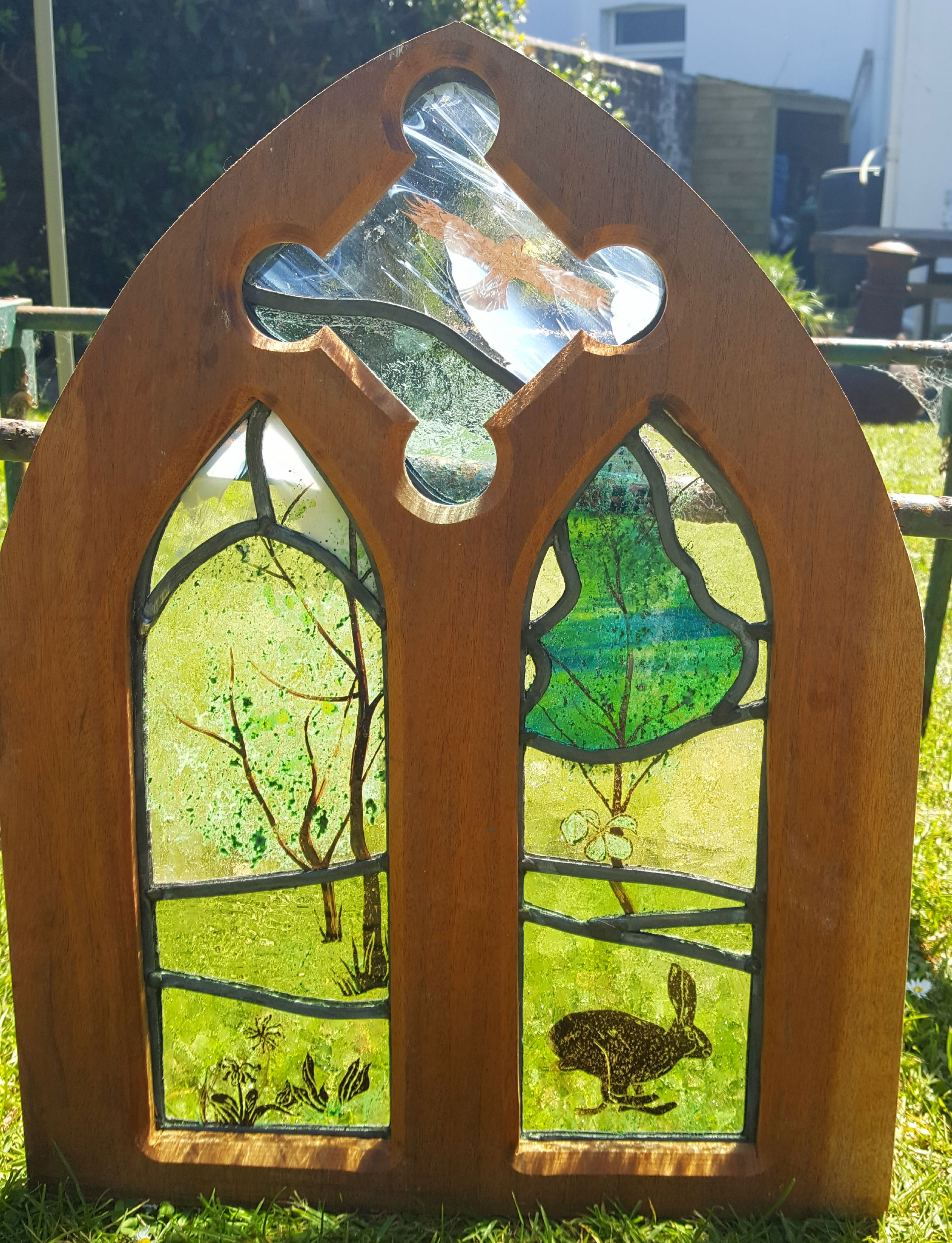 Countryside Scene in Church Type Window