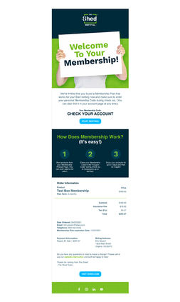 Shed membership email flow