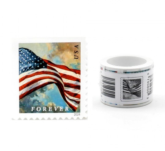 Thumbnail: 2024 Forever Stamps US Flag First Class Postage Stamps Coil of 100 Stamps