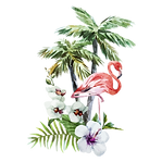 Tropical Flowers & Flamingo
